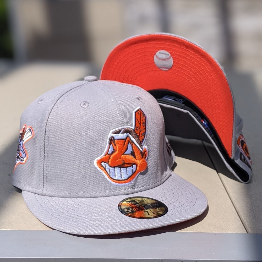 Custom Cleveland Indians New Era Grey w/ Orange UV Fitted 7 5/8
